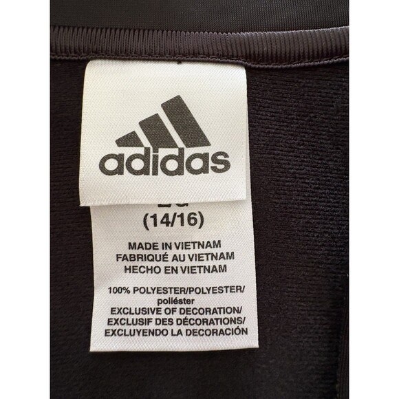 Adidas Track Jacket Boys Youth Size Large 14/16 Black White 3 Stripe Zip Up - Picture 8 of 8